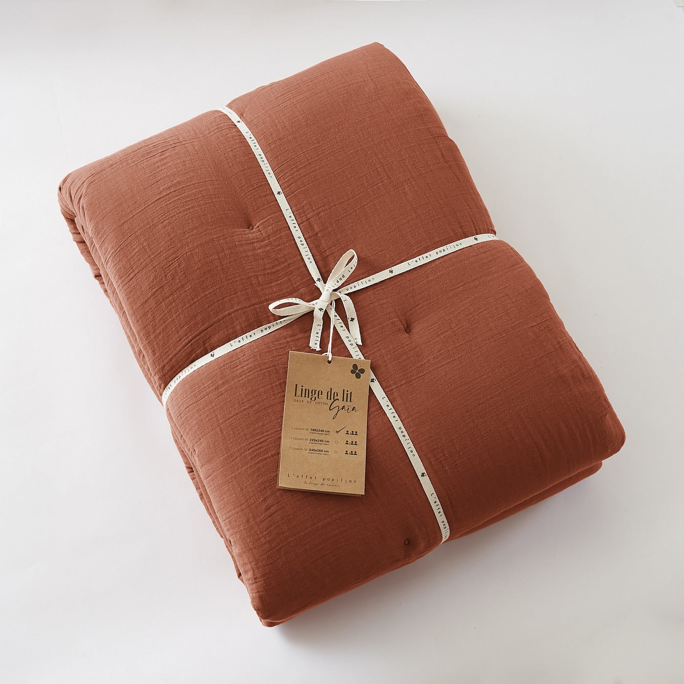 Gaïa - Edredon - Double Gaze De Coton Unie - Terracotta