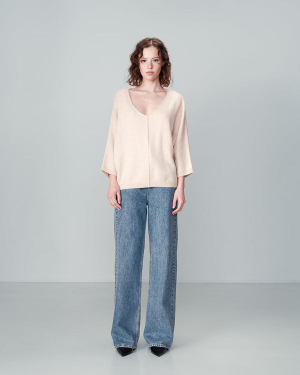 BEIGE STRIKTRØJE NADIR BEIGE