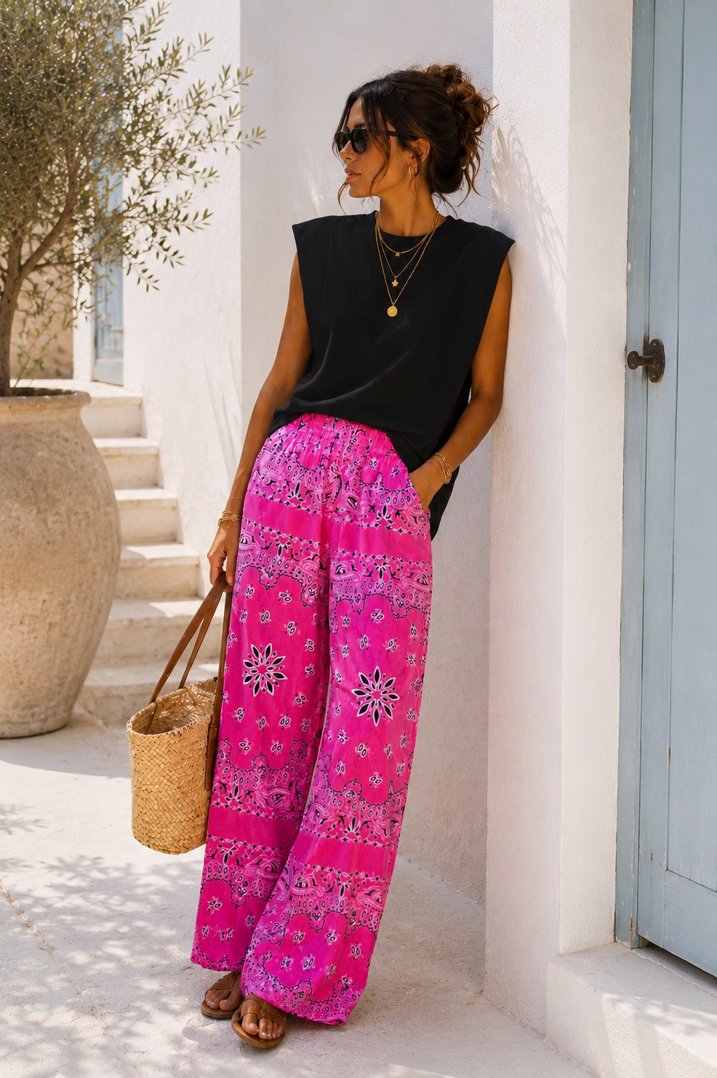 Bandana Pants - Fuschia