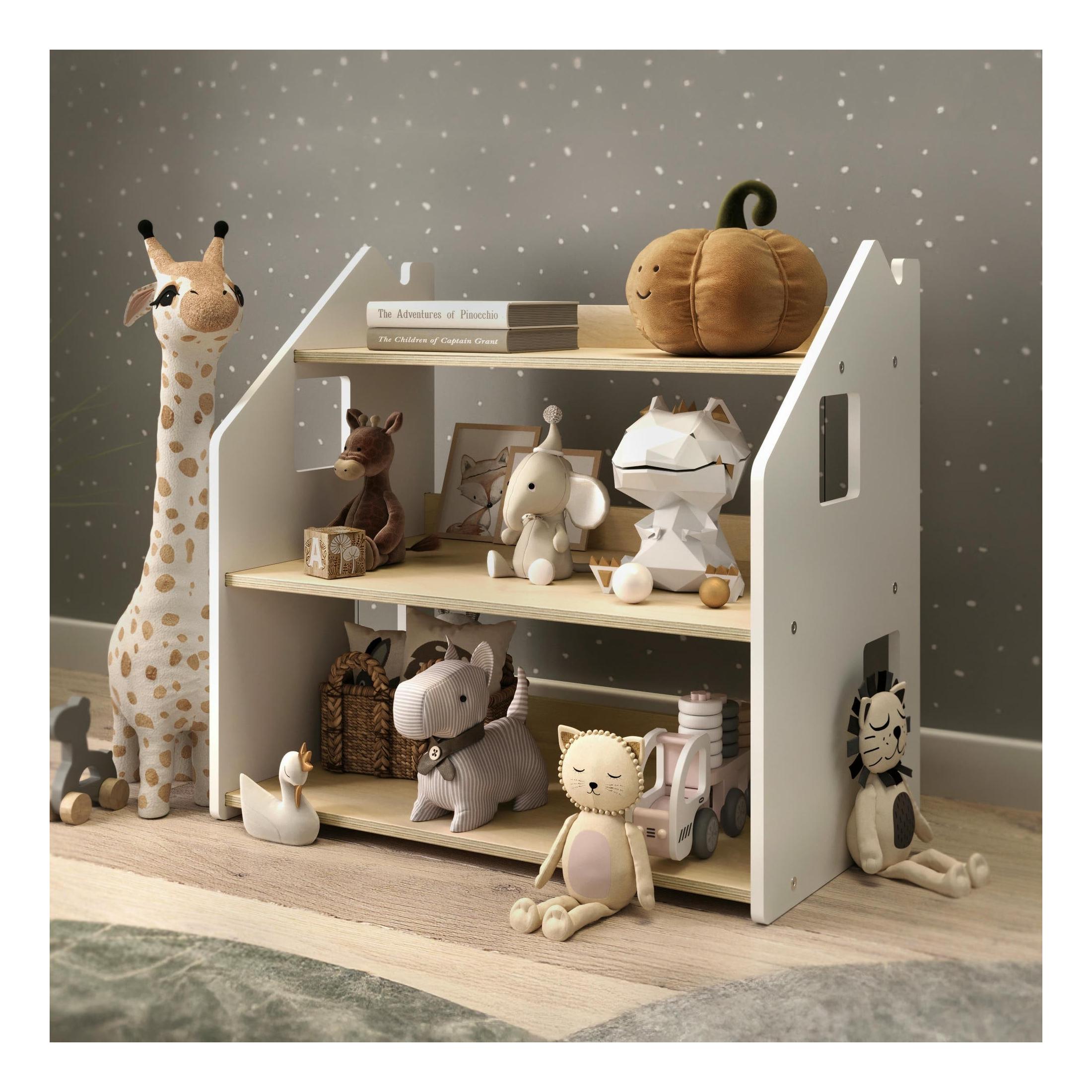 Étagère À Jouets – Blanc & Gris