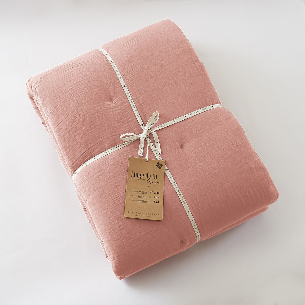 Gaïa - Edredon - Double Gaze De Coton Unie - Rose Pêche