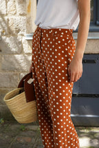 Pantalon Ambroise pois caramel