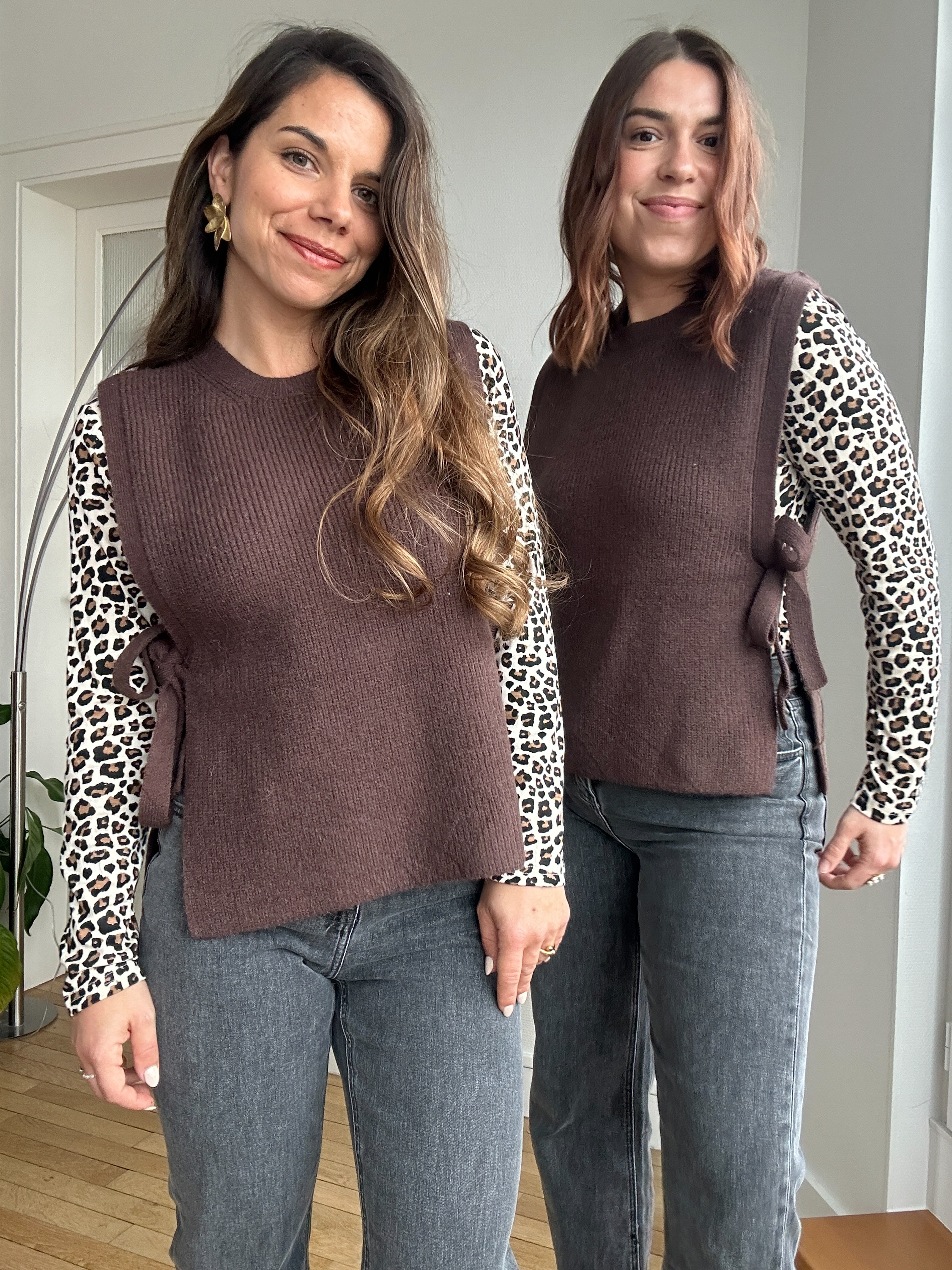 Pull Sans Manches À Noeuds Marron Valentine