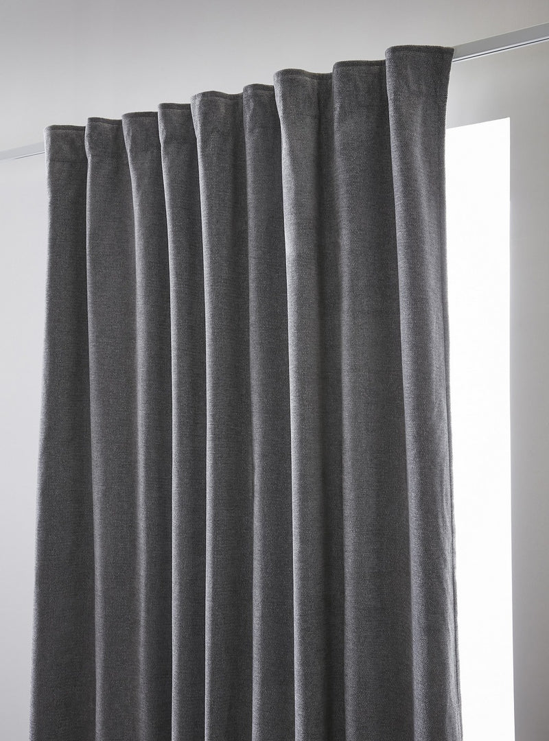 Rideau Galon Fronceur Occultant + Polaire - Polyester - Bjorn - Titane