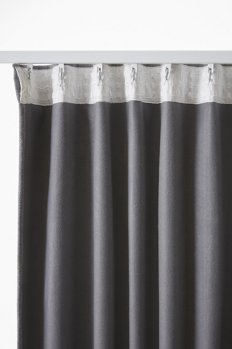 Rideau Galon Fronceur Occultant + Polaire - Polyester - Bjorn - Titane