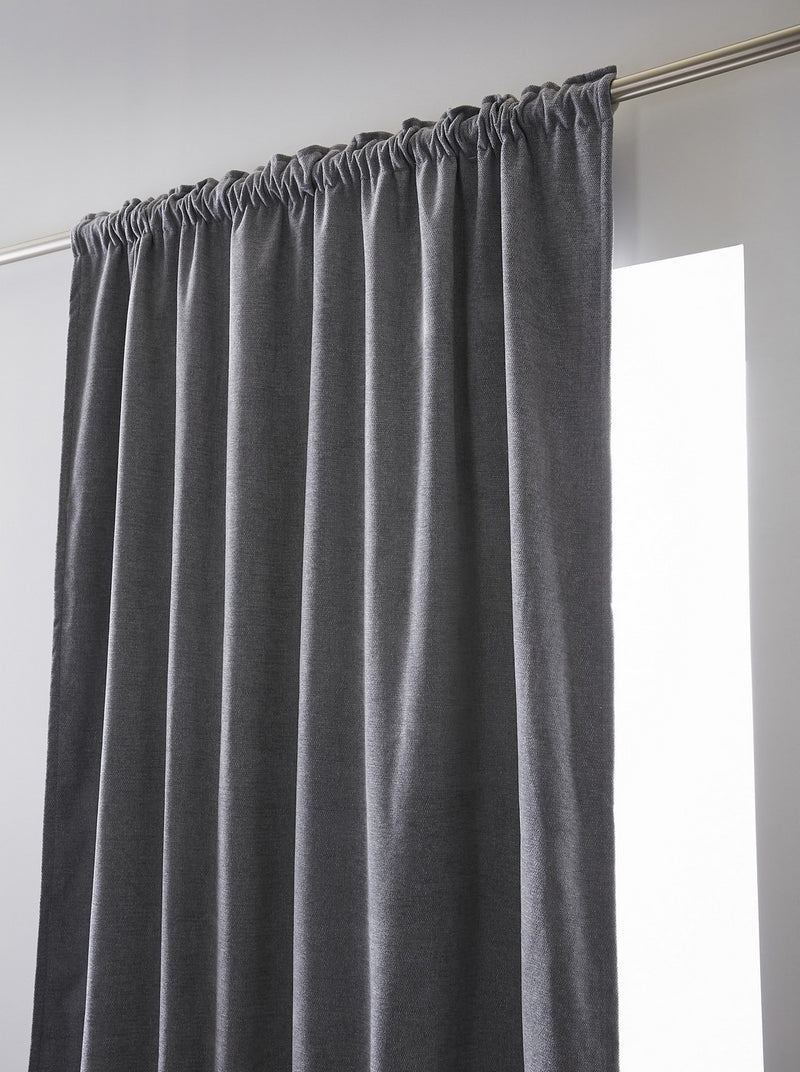 Rideau Galon Fronceur Occultant + Polaire - Polyester - Bjorn - Titane