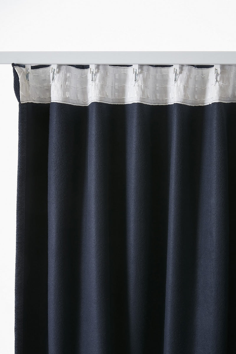 Rideau Galon Fronceur Occultant + Polaire - Polyester - Bjorn - Minuit