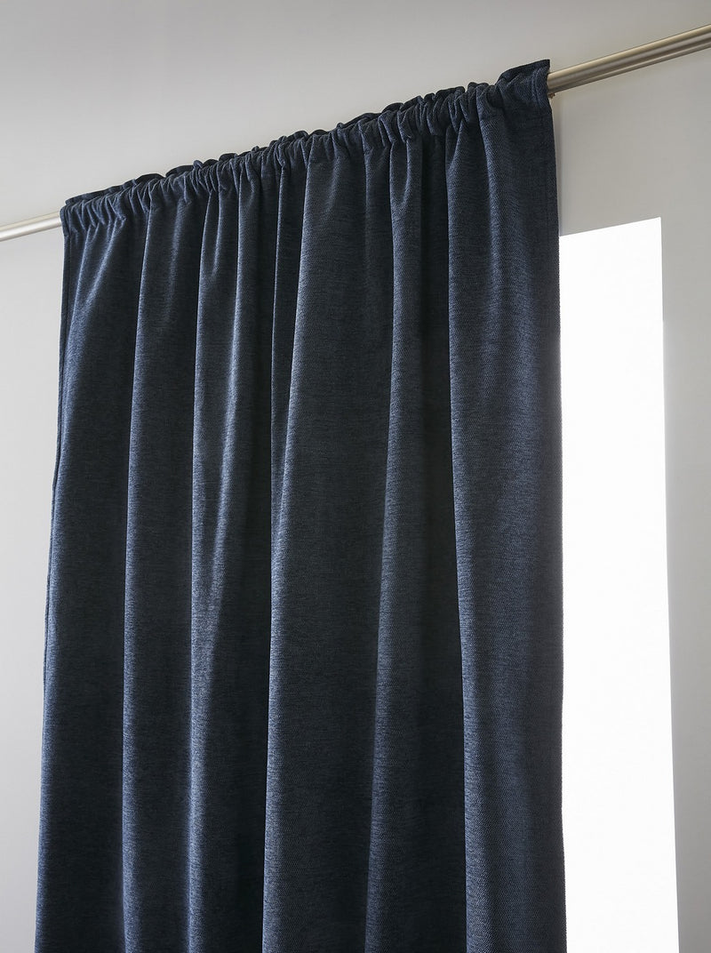 Rideau Galon Fronceur Occultant + Polaire - Polyester - Bjorn - Minuit