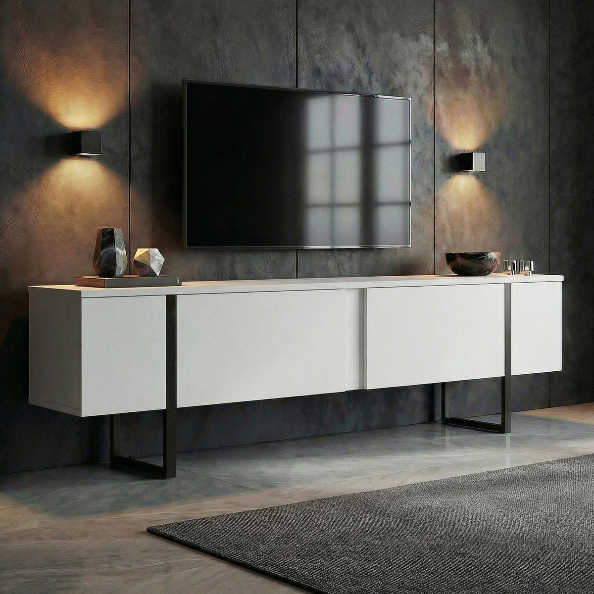 Onera - Meuble TV - Blanc/Noir