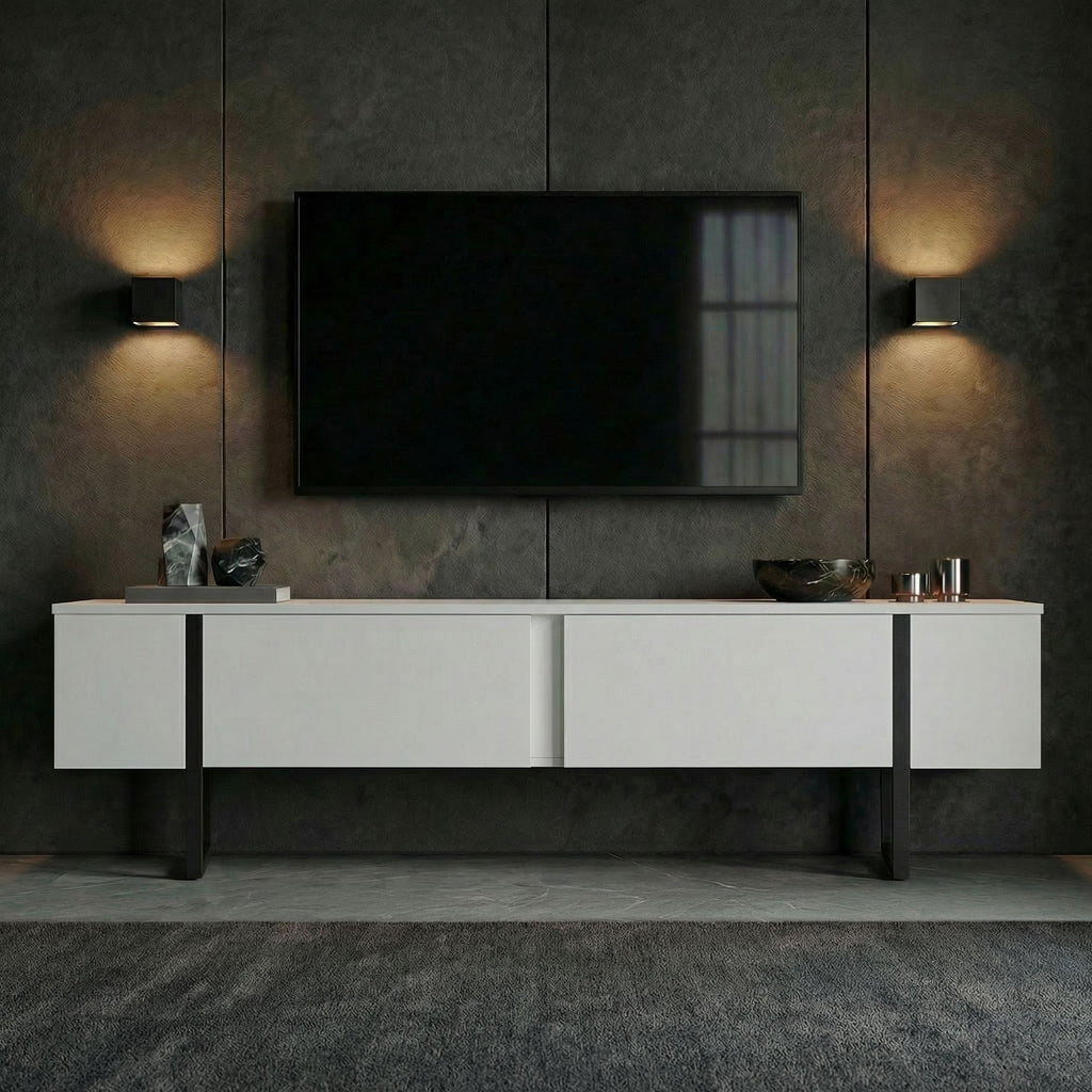 Onera - Meuble TV - Blanc/Noir