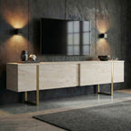 Onera - TV Stand - Travertine/Gold