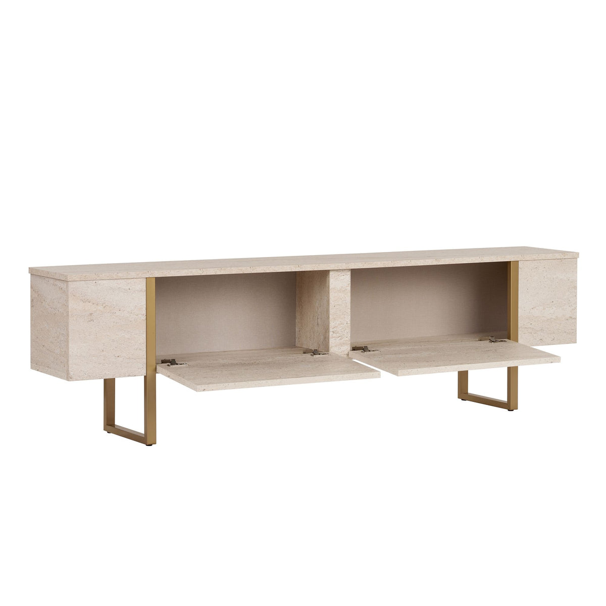 Onera - TV Stand - Travertine/Gold