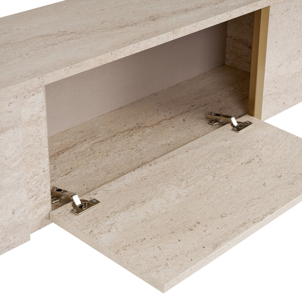Onera - TV Stand - Travertine/Gold