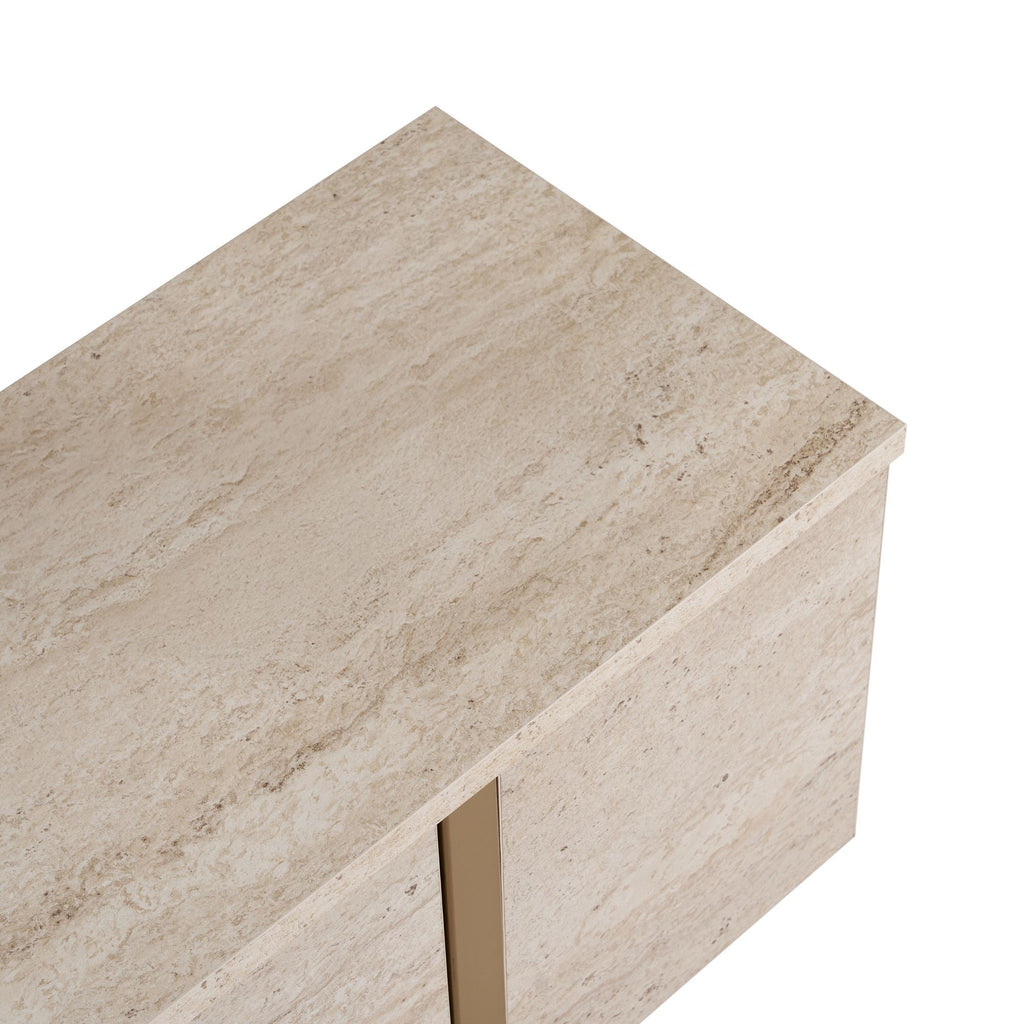 Onera - TV Stand - Travertine/Gold