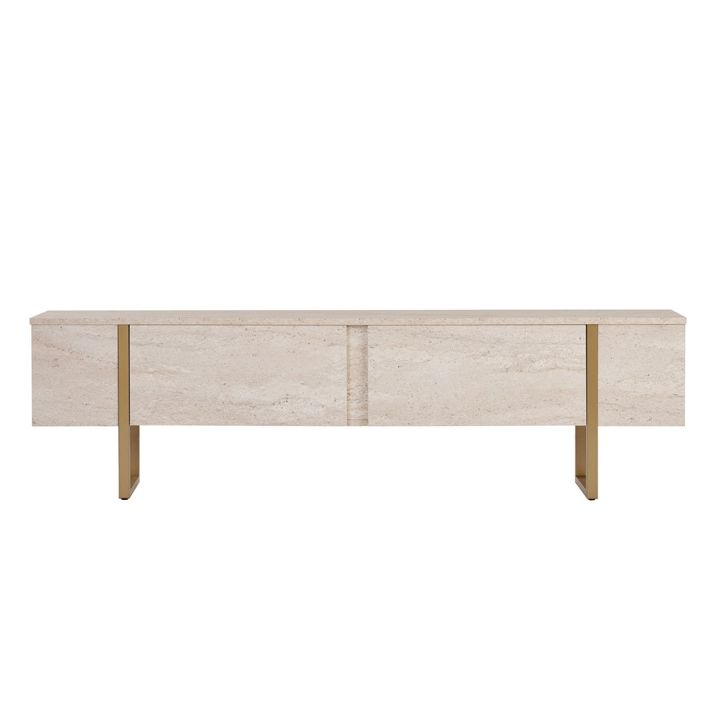 Onera - TV Stand - Travertine/Gold