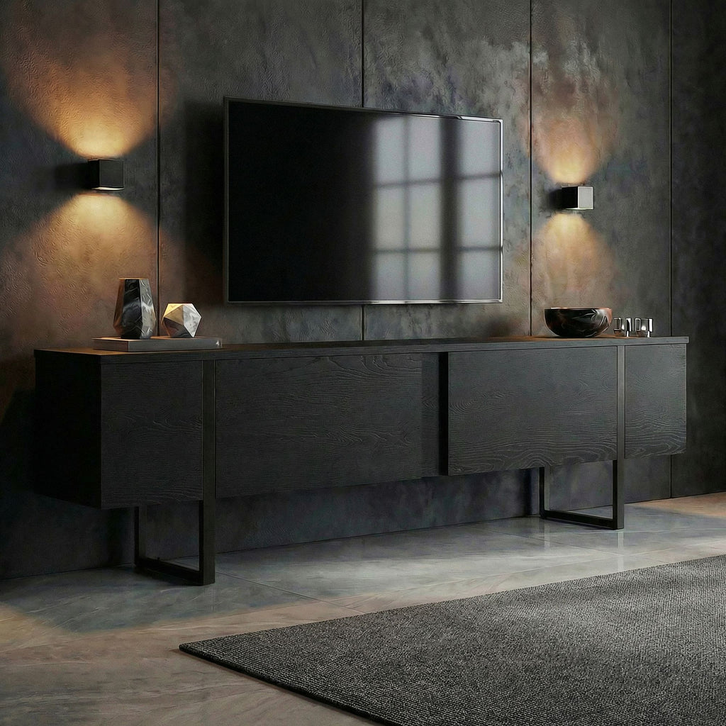 Onera - Meuble TV - Bois Noir/Noir