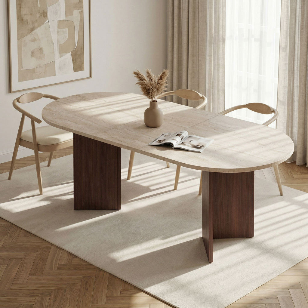 Tables À Manger Extensibles Sorell - Travertin / Noyer Milano