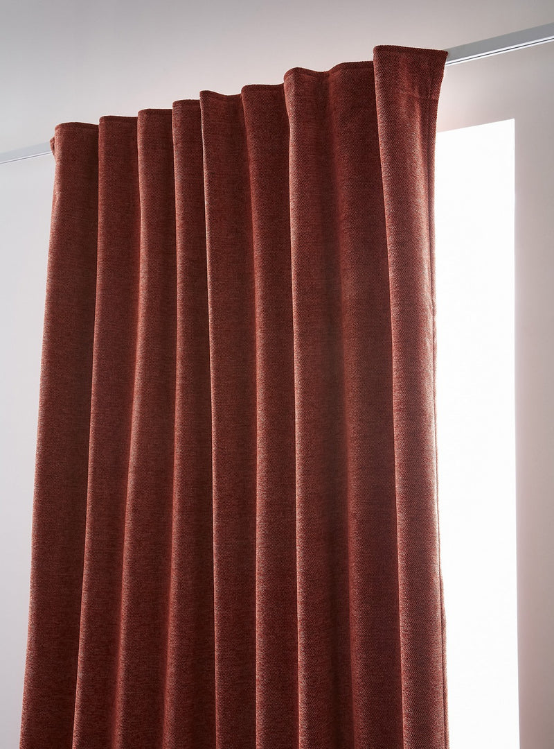 Rideau Galon Fronceur Occultant + Polaire - Polyester - Bjorn - Terracotta