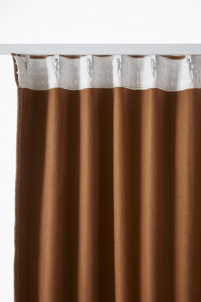 Rideau Galon Fronceur Occultant + Polaire - Polyester - Bjorn - Camel