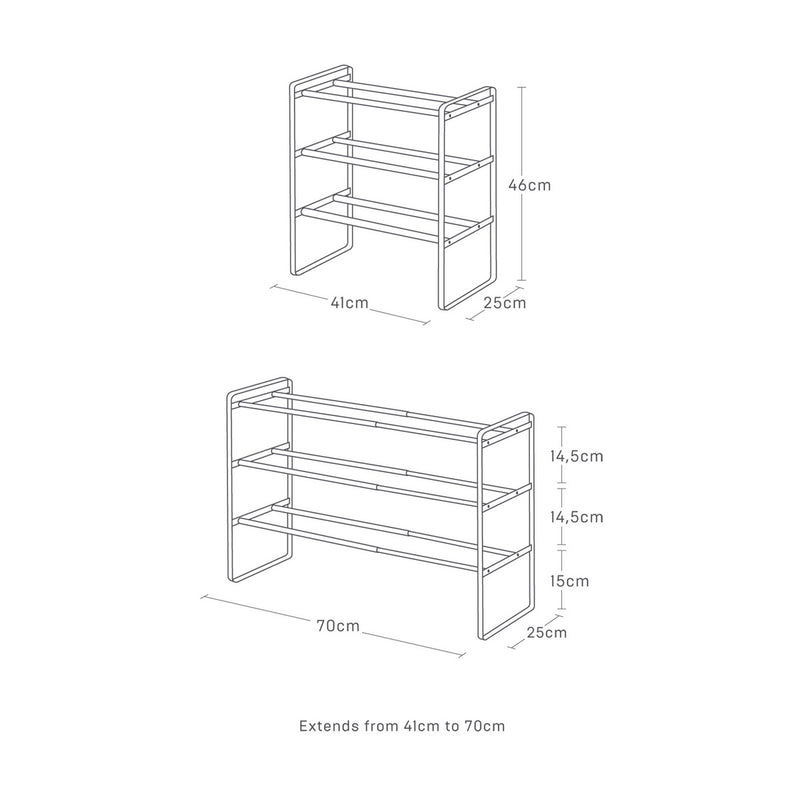 Étagère À Chaussures 3 Niveaux Extensible - Frame - Blanc