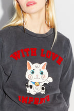 Le Sweatshirt Eddie Lucky Cat Black