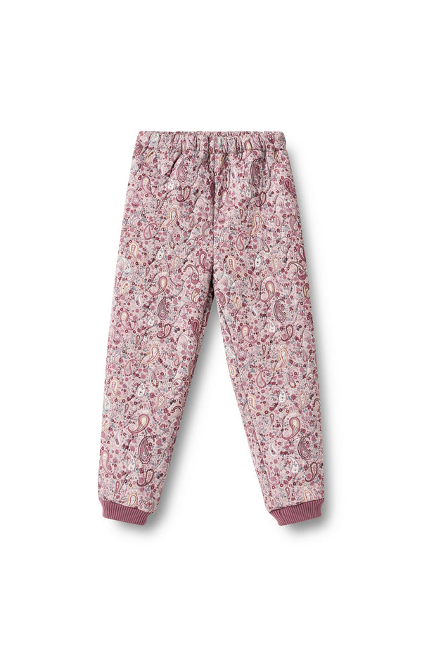 Pantaloni termici Alex - Rosa cipria a motivo paisley