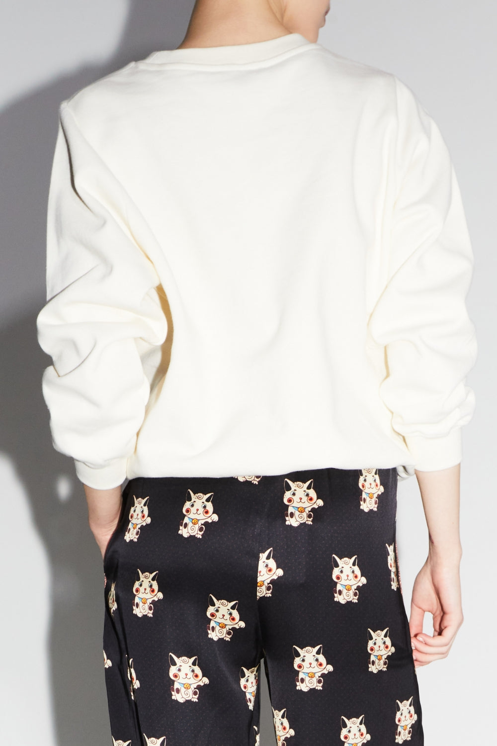 Le Sweatshirt Eddie Lucky Cat Blanc