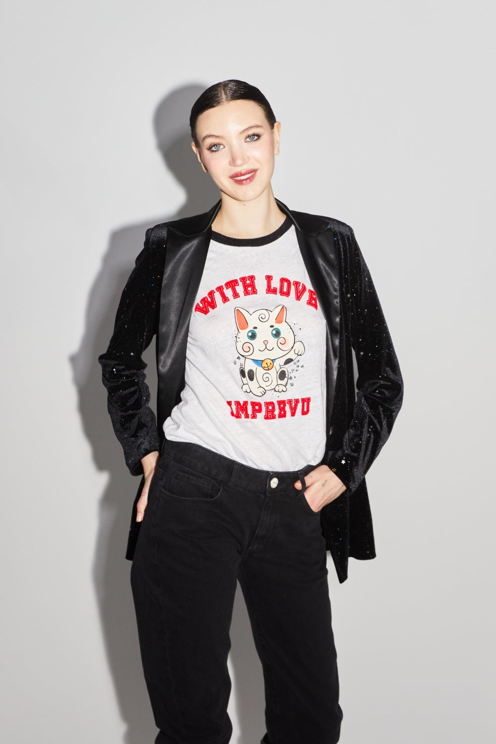 Le Tshirt Fred Lucky Cat Blanc