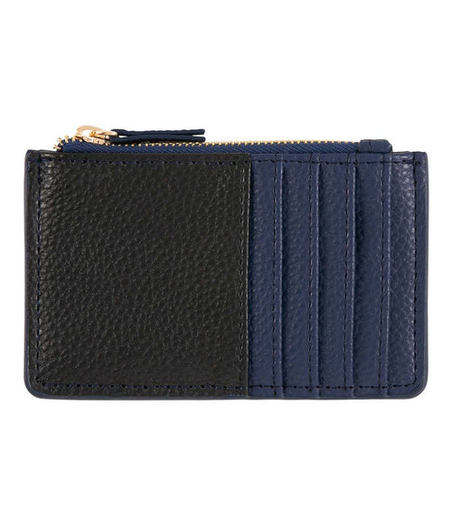 Porte-Cartes Zippé - Noir Et Bleu Marine