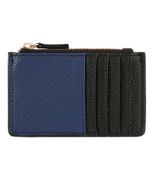 Porte-Cartes Zippé - Bleu Marine Et Noir