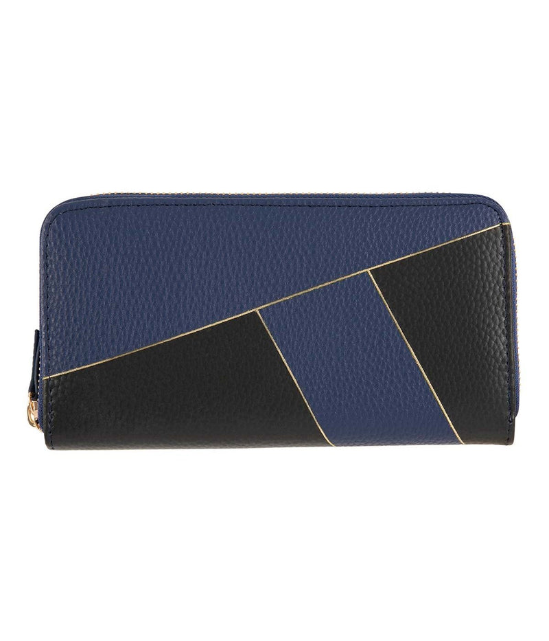 Grand Portefeuille Femme - Bleu Marine Et Noir