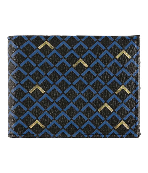 Portefeuille Homme - Motifs Graphiques - Bleu Noir Doré