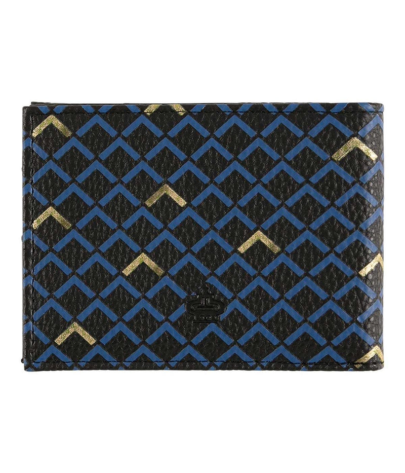 Portefeuille Homme - Motifs Graphiques - Bleu Noir Doré