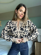 Cárdigan de leopardo beige Camille