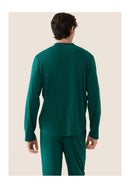 Ensemble Pyjama Haut Et Pantalon Vert En Coton - Pyjama Hugo Haut Manches Longues Et Bas Long Uni Vert