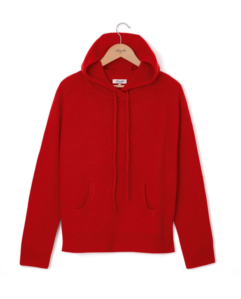 Hoodie Gabrielle 100% Cachemire - Rouge Vif - Femme