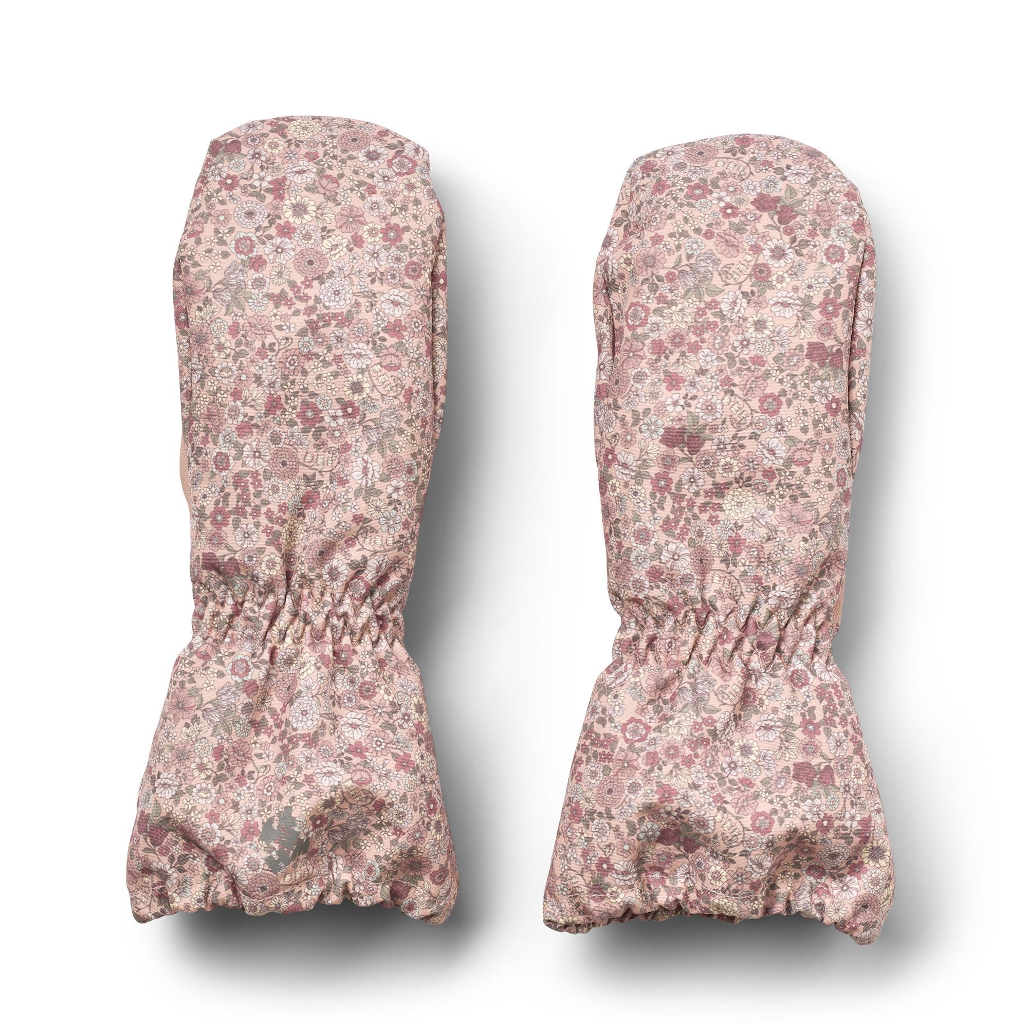 Manoplas Monta - Flores rosa empolvado - Niño