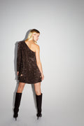 The Mia Short Dress with Chocolate Sequins