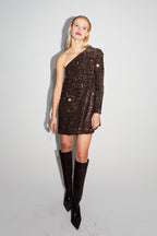 The Mia Short Dress with Chocolate Sequins