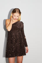 The Mia Short Dress with Chocolate Sequins