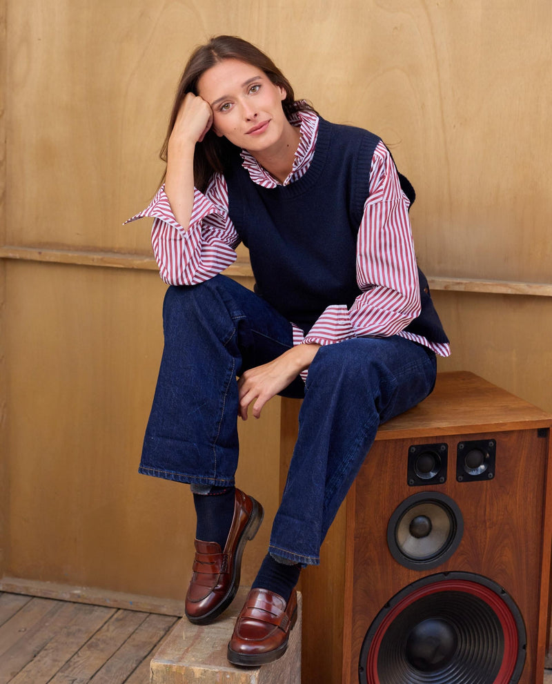 Pull Camille 100% Lambswool - Marine - Femme