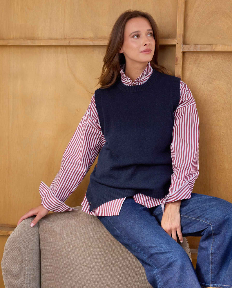 Pull Camille 100% Lambswool - Marine - Femme