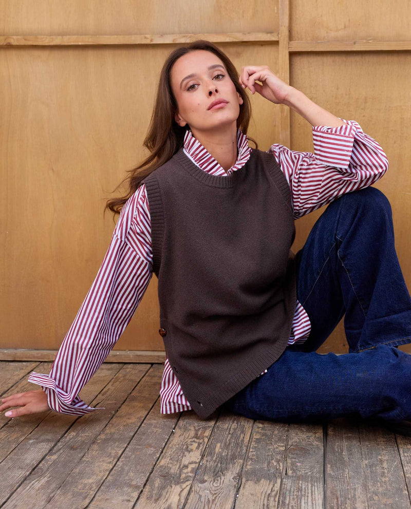 Pull Camille 100% Lambswool - Marron - Femme