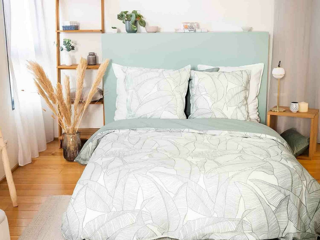Pampelune - Parures de Lit Housse de Couette 3pcs - 100% Lin et Coton Lave 57fils - Lin/Coton - Imprimé