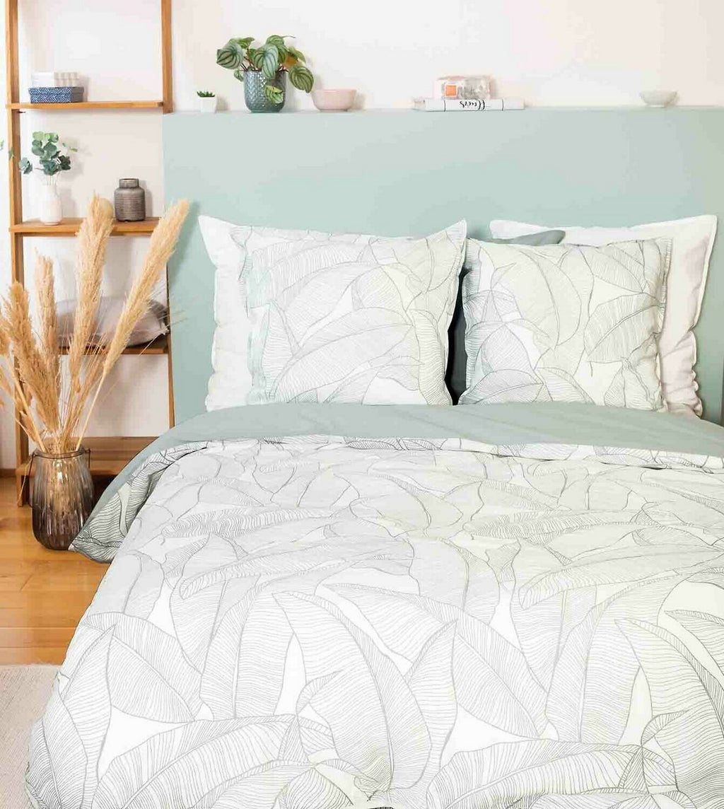 Pampelune - Parures de Lit Housse de Couette 3pcs - 100% Lin et Coton Lave 57fils - Lin/Coton - Imprimé