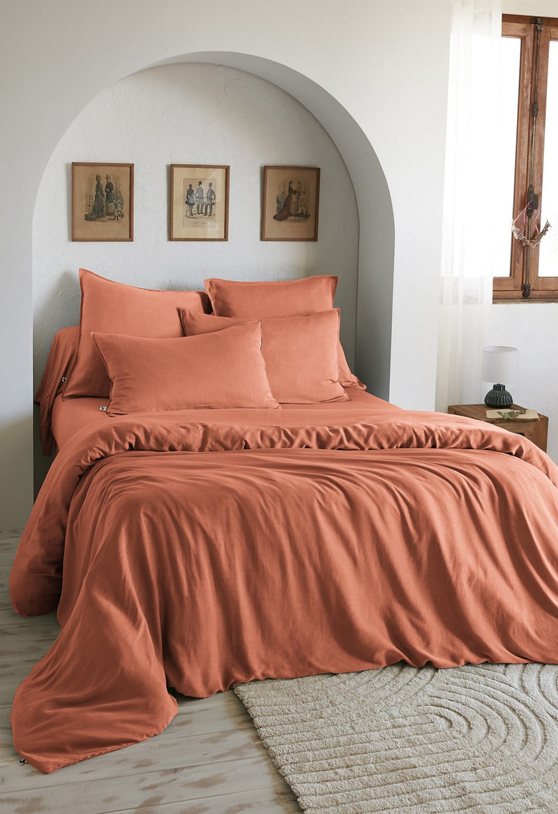 Housse De Couette - Lyocell Uni - Lysandre - Terracotta