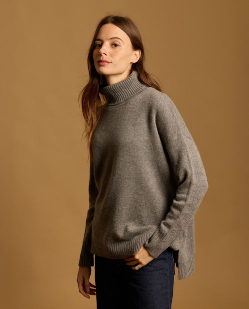 Pull Iris 100% Cachemire - Gris Moyen - Femme