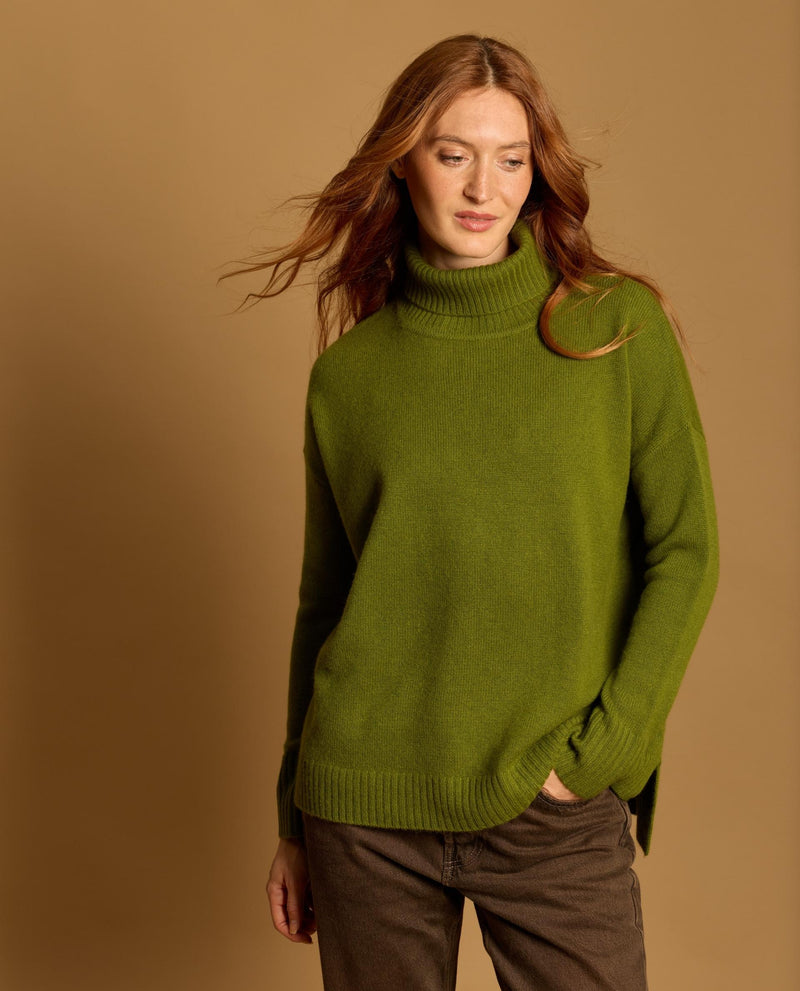 Iris 100% Cashmere Sweater - Olive - Women