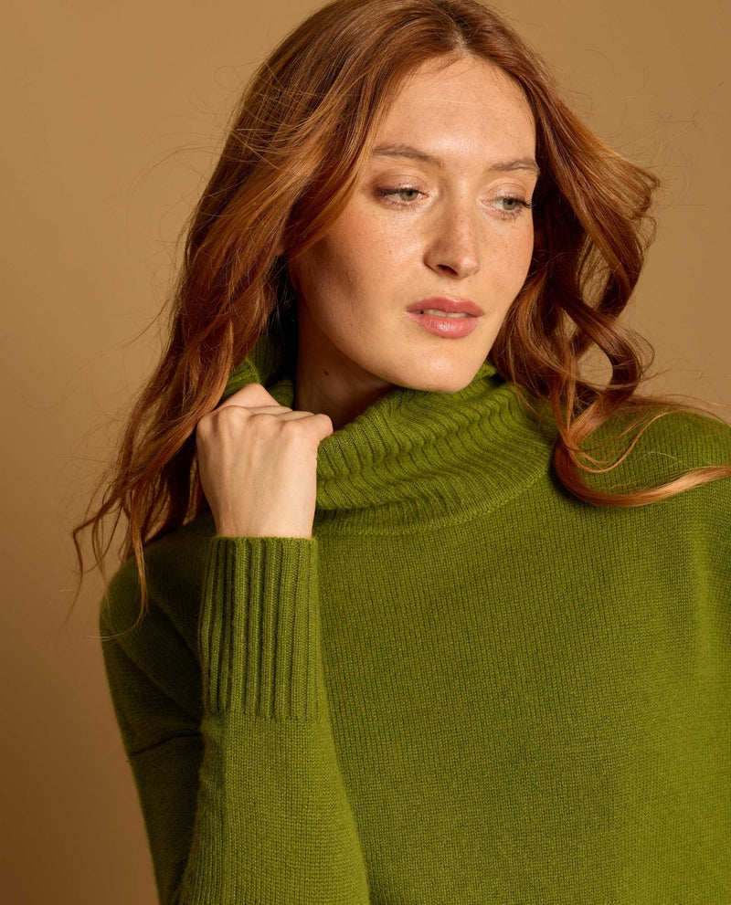 Iris 100% Cashmere Sweater - Olive - Women