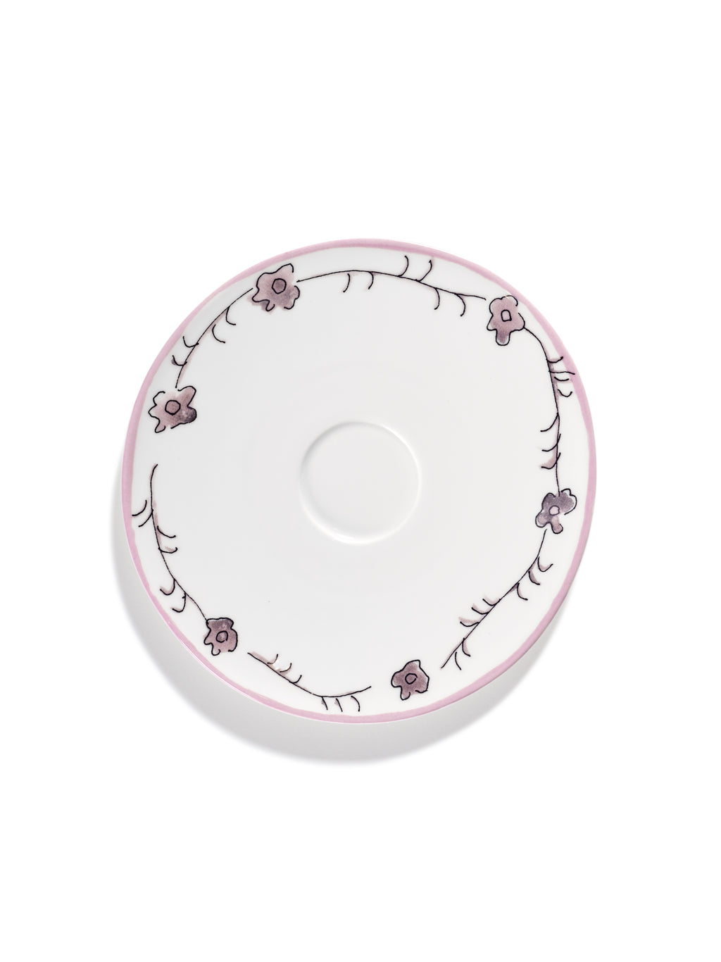 Midnight Flowers - Lot De 2 Soucoupes Pour Consommé - Porcelaine Bone China - Foncé Viola